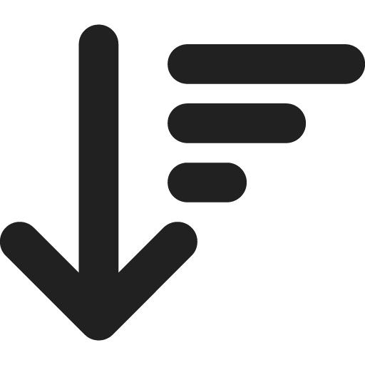 Arrow sort down lines icon svg png free download